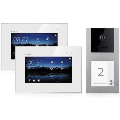 Balter EVO Video-Türsprechanlage Aufputz für Einfamilienhaus mit 2x 7 Zoll Monitor Silber-Weiß Balter EVO Video-Türsprechanlage Aufputz für Einfamilienhaus mit 2x 7 Zoll Monitor Silber-Weiß