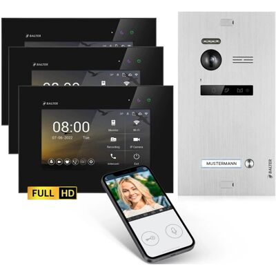 Balter EVO-HD Video-Türsprechanlage mit App für Einfamilienhaus mit 3x 7 Zoll Monitor Silber-Schwarz Balter EVO-HD Video-Türsprechanlage mit App für Einfamilienhaus mit 3x 7 Zoll Monitor Silber-Schwarz