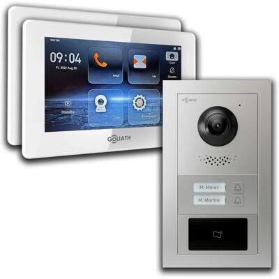 Goliath intercom Goliath 2 Draht BUS Video Türklingel 2 Familienhaus 7 Zoll Weiß RFID Silber Unterputz Goliath intercom Goliath 2 Draht BUS Video Türklingel 2 Familienhaus 7 Zoll Weiß RFID Silber Unterputz