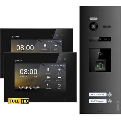 Balter EVO-HD Video-Türsprechanlage mit Fingerprint für Zweifamilienhaus mit 2x 7 Zoll Monitor Schwarz Balter EVO-HD Video-Türsprechanlage mit Fingerprint für Zweifamilienhaus mit 2x 7 Zoll Monitor Schwarz
