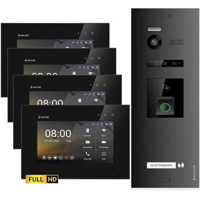 Balter EVO-HD Video-Türsprechanlage mit Fingerprint für Einfamilienhaus mit 4x 7 Zoll Monitor Schwarz Balter EVO-HD Video-Türsprechanlage mit Fingerprint für Einfamilienhaus mit 4x 7 Zoll Monitor Schwarz