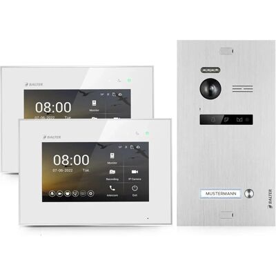 Balter EVO-HD Video-Türsprechanlage für Einfamilienhaus mit 2x 7 Zoll Monitor Silber-Weiß Balter EVO-HD Video-Türsprechanlage für Einfamilienhaus mit 2x 7 Zoll Monitor Silber-Weiß
