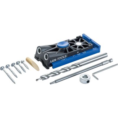 LUX-TOOLS 2-er Taschenloch-Bohrschablone Set 10 teilig LUX-TOOLS 2-er Taschenloch-Bohrschablone Set 10 teilig