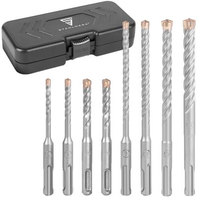 STAHLWERK SDS Plus Bohrer Set 8 Teilig 5 Bis 12 Mm Mit Box Ideal Für Stein Beton STAHLWERK SDS Plus Bohrer Set 8 Teilig 5 Bis 12 Mm Mit Box Ideal Für Stein Beton
