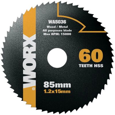 Worx Universalscheibe zum Metallschneiden - 60 Zähne - 85mm Worx Universalscheibe zum Metallschneiden - 60 Zähne - 85mm