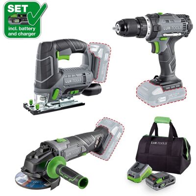 LUX-TOOLS Akku-Maschinen-Set 3-in-1 1 PowerSystem LUX-TOOLS Akku-Maschinen-Set 3-in-1 1 PowerSystem