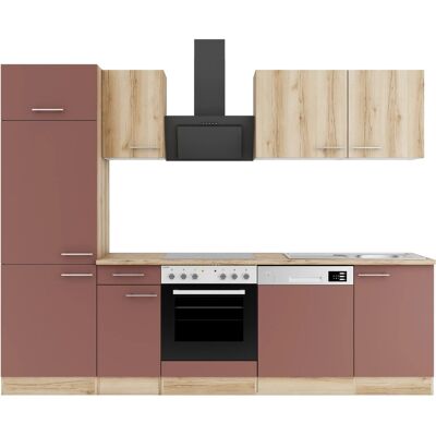 OPTIFIT Livorno290/Bari407 Küchenzeile 270 cm Wildeiche Nachbildung / Rostrot OPTIFIT Livorno290/Bari407 Küchenzeile 270 cm Wildeiche Nachbildung / Rostrot