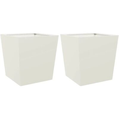 vidaXL Pflanzkübel 2 Stk Weiß 50x50x50 cm Stahl 851069 vidaXL Pflanzkübel 2 Stk Weiß 50x50x50 cm Stahl 851069
