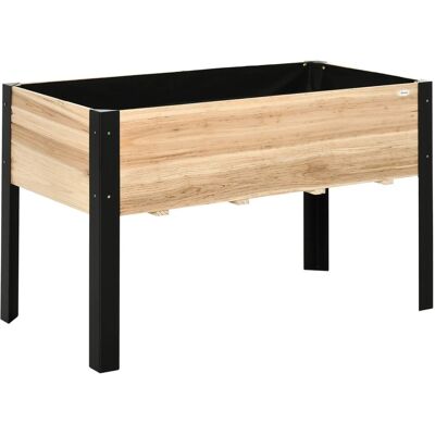 Outsunny Hochbeetkasten Tannenholz Stahl Naturholz+Schwarz 120L x 60B x 74H cm Outsunny Hochbeetkasten Tannenholz Stahl Naturholz+Schwarz 120L x 60B x 74H cm