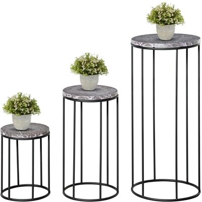 Outsunny Blumenständer Set Metal Schwarz Grau Ø22 x 30,5H cm Outsunny Blumenständer Set Metal Schwarz Grau Ø22 x 30,5H cm