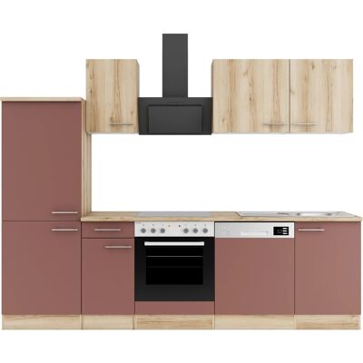 OPTIFIT Livorno290/Bari407 Küchenzeile 270 cm Wildeiche Nachbildung / Rostrot OPTIFIT Livorno290/Bari407 Küchenzeile 270 cm Wildeiche Nachbildung / Rostrot