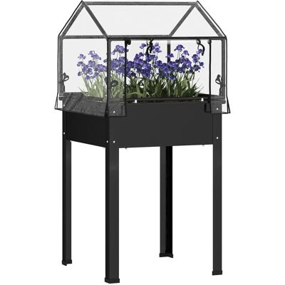 Outsunny Hochbeetkasten Stahl Kunststoff Schwarz 60L x 60B x 120H cm Outsunny Hochbeetkasten Stahl Kunststoff Schwarz 60L x 60B x 120H cm