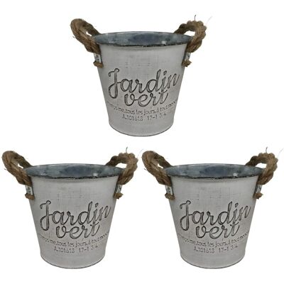 Relaxdays Übertöpfe 3er Set Eisen Jute Silber 12,5 cm x 14 cm Relaxdays Übertöpfe 3er Set Eisen Jute Silber 12,5 cm x 14 cm
