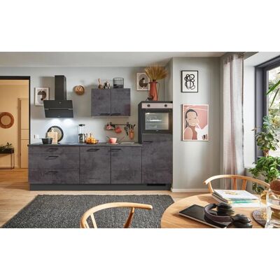 pino Küchenzeile 270 cm Beton Grafitgrau Anschlag rechts 1 Geräteschrank pino Küchenzeile 270 cm Beton Grafitgrau Anschlag rechts 1 Geräteschrank