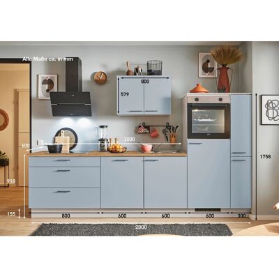 pino Küchenzeile 290 cm Pastellblau Anschlag rechts 1 Geräte-. 1 Seitenschrank pino Küchenzeile 290 cm Pastellblau Anschlag rechts 1 Geräte-. 1 Seitenschrank