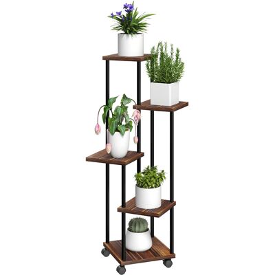 Outsunny Blumenständer Stahl Tannenholz Verkohlt 59L x 59B x 110H cm Outsunny Blumenständer Stahl Tannenholz Verkohlt 59L x 59B x 110H cm
