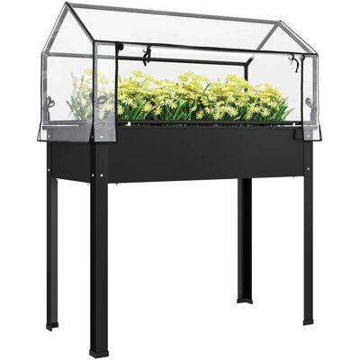 Outsunny Hochbeetkasten Stahl Kunststoff Schwarz 100L x 48B x 124H cm Outsunny Hochbeetkasten Stahl Kunststoff Schwarz 100L x 48B x 124H cm