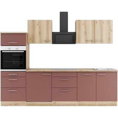 OPTIFIT Livorno290/Bari407 Küchenzeile 270 cm Wildeiche Nachbildung / Rostrot OPTIFIT Livorno290/Bari407 Küchenzeile 270 cm Wildeiche Nachbildung / Rostrot