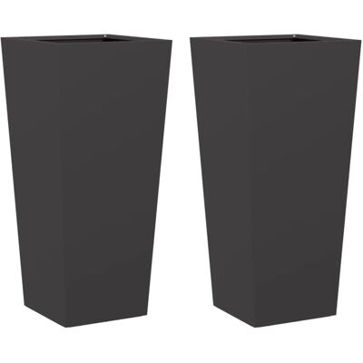 vidaXL Gartendekorationen Schwarz 2 Stück 35x35x75 cm Stahl - Gartenpflanzer vidaXL Gartendekorationen Schwarz 2 Stück 35x35x75 cm Stahl - Gartenpflanzer