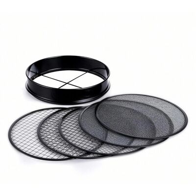 Relaxdays Gartensieb Edelstahl Schwarz mit 5 Einsätzen ø 30 cm 950 g Relaxdays Gartensieb Edelstahl Schwarz mit 5 Einsätzen ø 30 cm 950 g