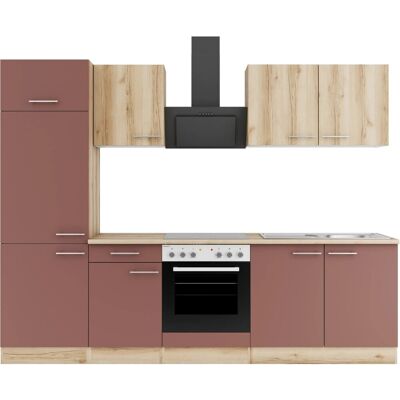 OPTIFIT Livorno290/Bari407 Küchenzeile 270 cm Wildeiche Nachbildung / Rostrot OPTIFIT Livorno290/Bari407 Küchenzeile 270 cm Wildeiche Nachbildung / Rostrot