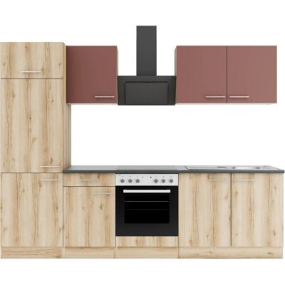 OPTIFIT Bari407/Livorno290 Küchenzeile 270 cm Rostrot / Wildeiche Nachbildung OPTIFIT Bari407/Livorno290 Küchenzeile 270 cm Rostrot / Wildeiche Nachbildung
