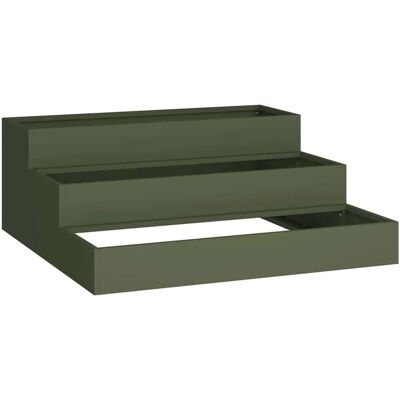 vidaXL Gartenpflanzgefäß 3-stufig Olive Stahl vidaXL Gartenpflanzgefäß 3-stufig Olive Stahl