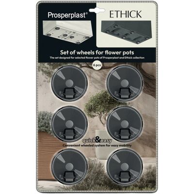 Prosperplast Räder-Set für Blumentöpfe Dlof & Ethick Schwarz 6 Stück Prosperplast Räder-Set für Blumentöpfe Dlof & Ethick Schwarz 6 Stück