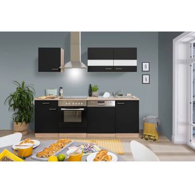 Respekta - Cuisine Équipée - Merle Noir Oak - 220 cm - Küchenzeile Respekta - Cuisine Équipée - Merle Noir Oak - 220 cm - Küchenzeile