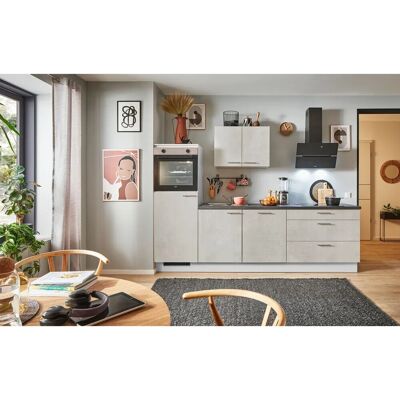 pino Küchenzeile 270 cm Beton Weißgrau Anschlag,inks 1 Geräteschrank pino Küchenzeile 270 cm Beton Weißgrau Anschlag,inks 1 Geräteschrank