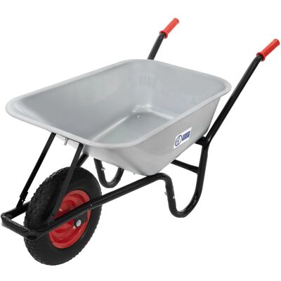 ECD Germany Gartenschubkarre 100 Liter Silber Stahl Mulde Luftrad ECD Germany Gartenschubkarre 100 Liter Silber Stahl Mulde Luftrad