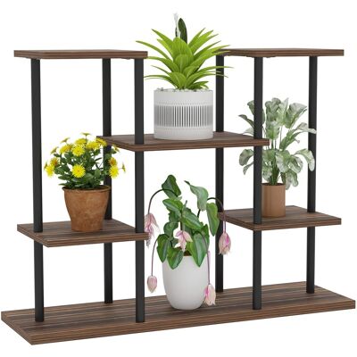 Outsunny Blumenständer Stahl Tannenholz Verkohlt 80L x 24B x 61,5H cm Outsunny Blumenständer Stahl Tannenholz Verkohlt 80L x 24B x 61,5H cm