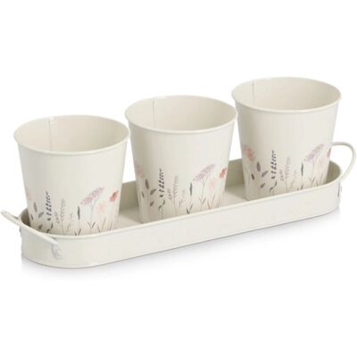 Zeller Kräutertopf-Set Flowers Metall 4-teilig Weiß Zeller Kräutertopf-Set Flowers Metall 4-teilig Weiß