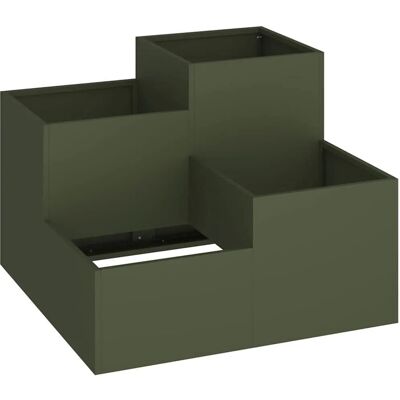 vidaXL Olivengrünes Stahlpflanzgefäß - 80x80x60cm - Pflanzgefäß vidaXL Olivengrünes Stahlpflanzgefäß - 80x80x60cm - Pflanzgefäß
