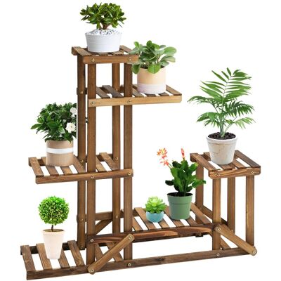 Outsunny Blumenständer Tannenholz Verkohlt 98L x 28B x 96,5H cm Outsunny Blumenständer Tannenholz Verkohlt 98L x 28B x 96,5H cm