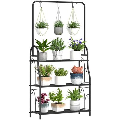 Outsunny Pflanzenständer Metall Schwarz 75L x 25B x 137H cm Outsunny Pflanzenständer Metall Schwarz 75L x 25B x 137H cm
