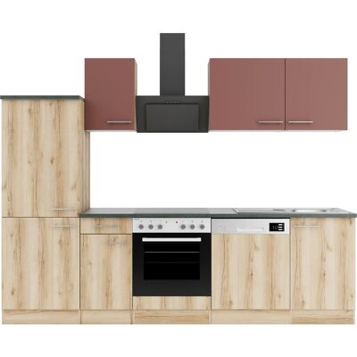 OPTIFIT Bari407/Livorno290 Küchenzeile 270 cm Rostrot / Wildeiche Nachbildung OPTIFIT Bari407/Livorno290 Küchenzeile 270 cm Rostrot / Wildeiche Nachbildung