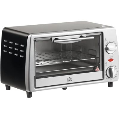 HOMCOM Minibackofen Metall Gehärtetes Glas Silber 36,5L x 26B x 22H cm HOMCOM Minibackofen Metall Gehärtetes Glas Silber 36,5L x 26B x 22H cm