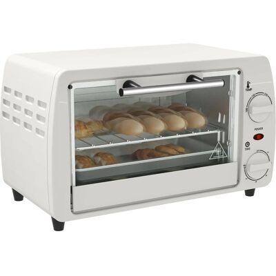 HOMCOM Minibackofen Metall Hartglas Cremeweiß 36,5L x 26B x 22H cm HOMCOM Minibackofen Metall Hartglas Cremeweiß 36,5L x 26B x 22H cm