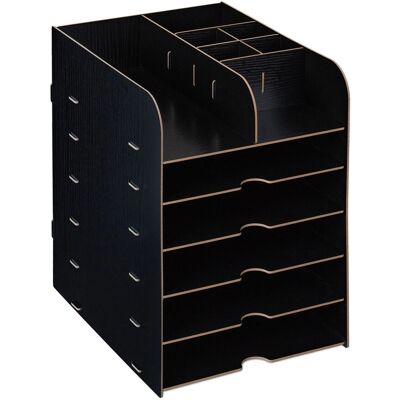 Relaxdays Schreibtisch Organizer MDF Schwarz 12 Fächer 34,5 cm x 25 cm x 32 cm 2 kg Relaxdays Schreibtisch Organizer MDF Schwarz 12 Fächer 34,5 cm x 25 cm x 32 cm 2 kg