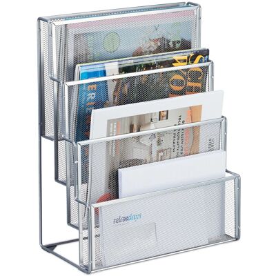 Relaxdays Zeitschriftenhalter Stahl Silber 4 Fächer 43 cm x 33 cm x 18 cm 1,3 kg Relaxdays Zeitschriftenhalter Stahl Silber 4 Fächer 43 cm x 33 cm x 18 cm 1,3 kg