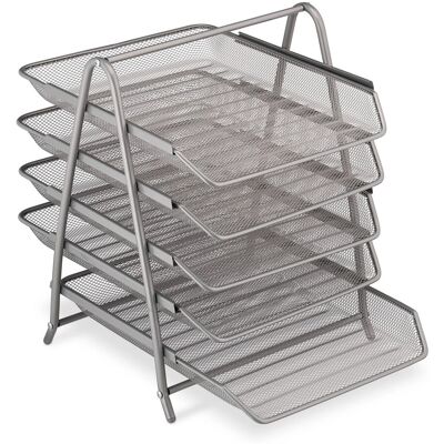 Relaxdays Dokumentenablage Stahl Silber 5 Fächer 37,5 cm x 30 cm x 35 cm 1,7 kg Relaxdays Dokumentenablage Stahl Silber 5 Fächer 37,5 cm x 30 cm x 35 cm 1,7 kg