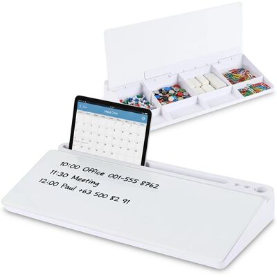 Relaxdays Schreibtischorganizer Kunststoff Glas Weiß Mit Whiteboard 40 cm x 18 cm x 5,5 cm 1 kg Relaxdays Schreibtischorganizer Kunststoff Glas Weiß Mit Whiteboard 40 cm x 18 cm x 5,5 cm 1 kg
