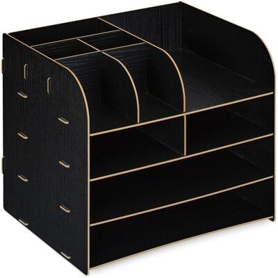 Relaxdays Schreibtisch Organizer MDF Schwarz Mit 10 Fächern 27,5 cm x 32,5 cm x 25 cm 1,5 kg Relaxdays Schreibtisch Organizer MDF Schwarz Mit 10 Fächern 27,5 cm x 32,5 cm x 25 cm 1,5 kg