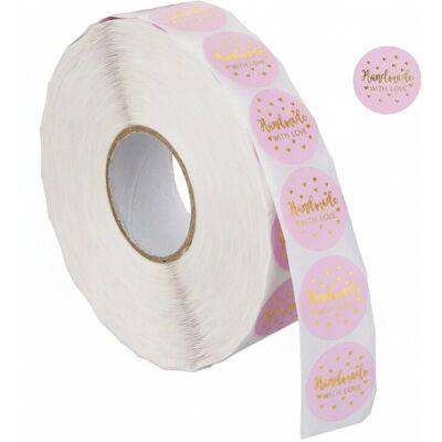 Relaxdays Handmade with Love Etiketten - 2500 Stk, ø25 mm, Rosa/Gold Relaxdays Handmade with Love Etiketten - 2500 Stk, ø25 mm, Rosa/Gold