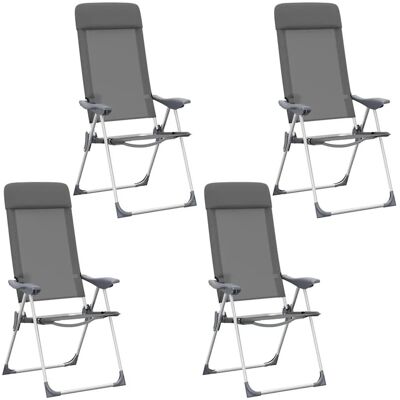 vidaXL Klappbare Campingstühle 4 Stk Grau Aluminium 44307 vidaXL Klappbare Campingstühle 4 Stk Grau Aluminium 44307