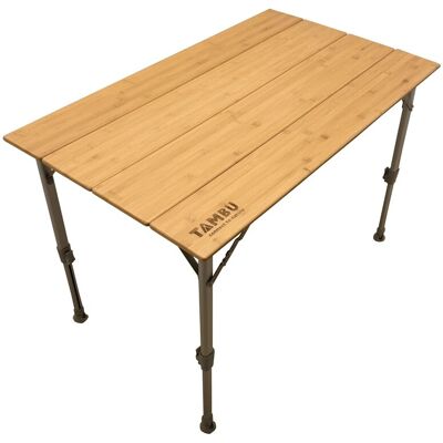 TAMBU Campingtisch BISTA 100 x 60 cm Höhenverstellbar Faltbar mit Bambusplatte TAMBU Campingtisch BISTA 100 x 60 cm Höhenverstellbar Faltbar mit Bambusplatte