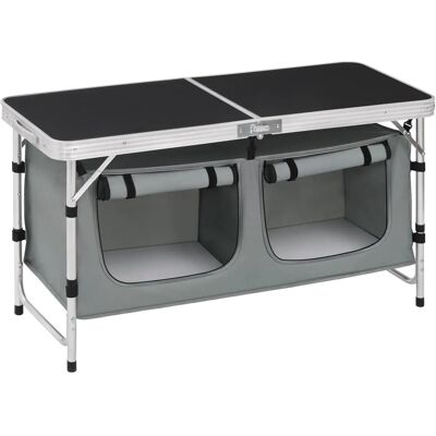 WOLTU Campingtisch mit Stauraum Höhenverstellbar Schwarz+Grau WOLTU Campingtisch mit Stauraum Höhenverstellbar Schwarz+Grau