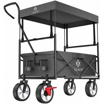 KESSER Bollerwagen Faltbar mit Dach Vollgummireifen Vorderradbremse Anthrazit KESSER Bollerwagen Faltbar mit Dach Vollgummireifen Vorderradbremse Anthrazit