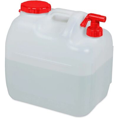 Relaxdays Wasserkanister HDPE Weiß mit Hahn 23, 36 cm x 25 cm x 38,5 cm 770 g Relaxdays Wasserkanister HDPE Weiß mit Hahn 23, 36 cm x 25 cm x 38,5 cm 770 g